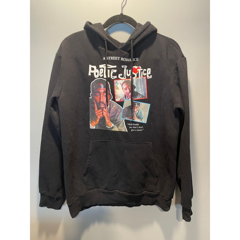 Chemistry Poetic Justice Tupac Shakur Graphic Hoodie Black Medium Y2K 90s